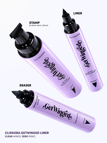 Clissora Get Winged Eyeliner Stamp With Eraser Tip (Set) Double Head Waterproof Pen Cat Eye